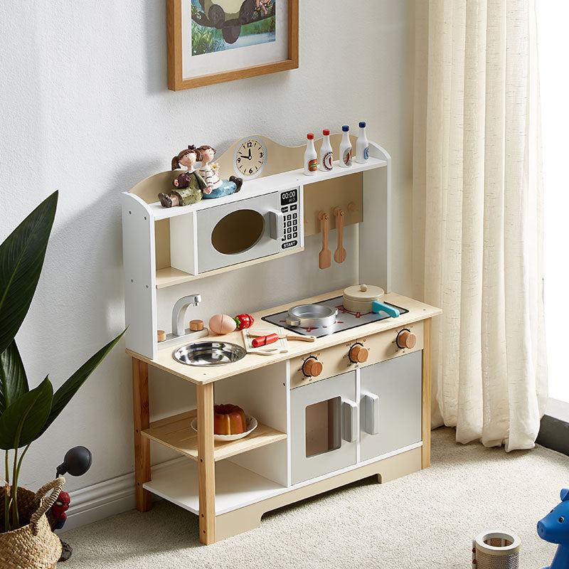 Kids Wooden Pretend Play Kitchen Set