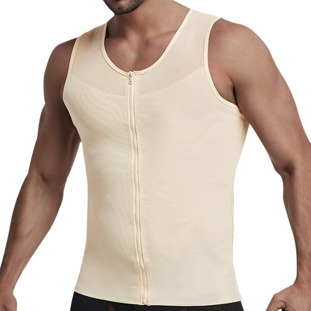 Men's Breathable Mesh Elastic Abdominal Zipper Slim Fit Abdominal Vest Shapewear