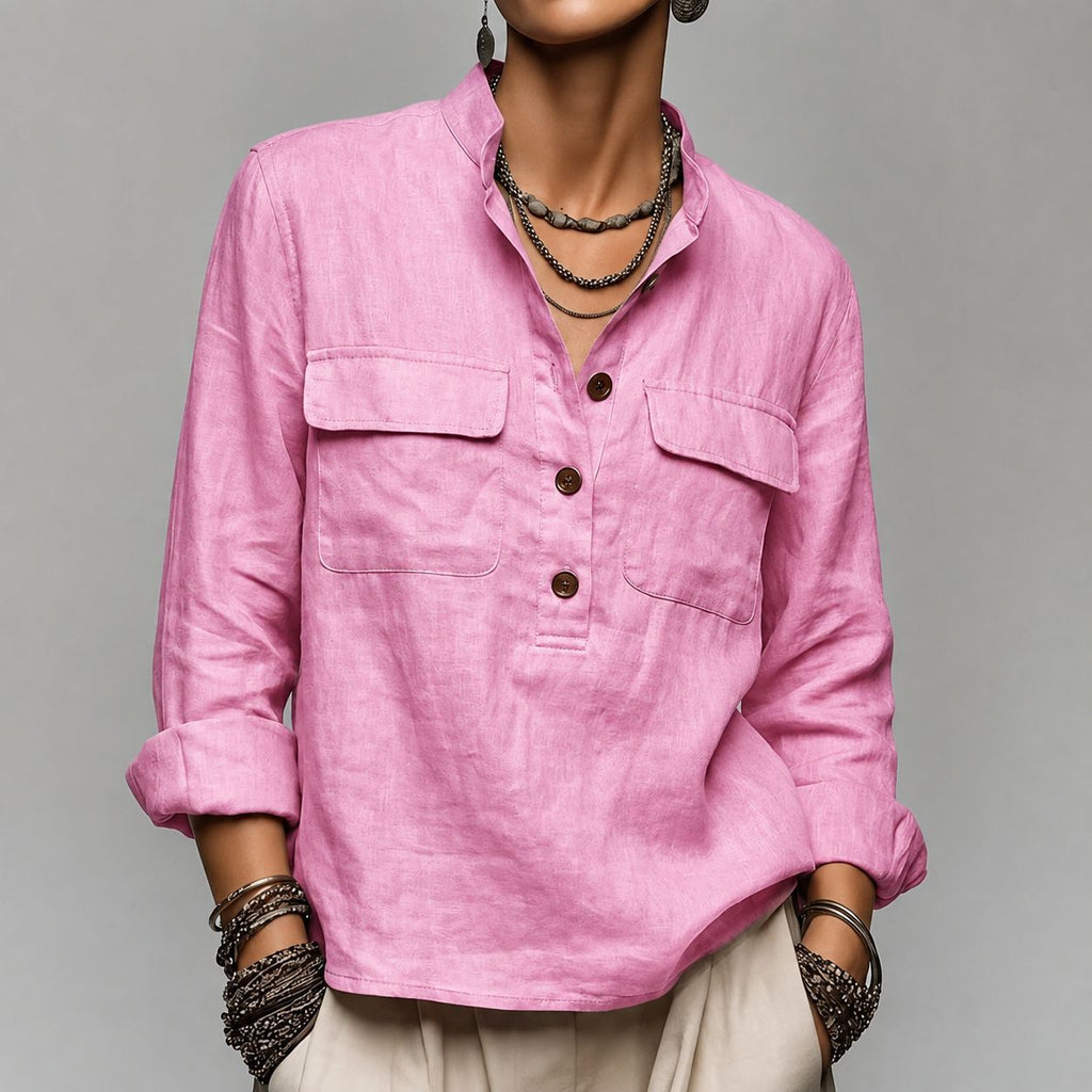 Blouse blanche à col V sophistiqué Femmes de style français Top