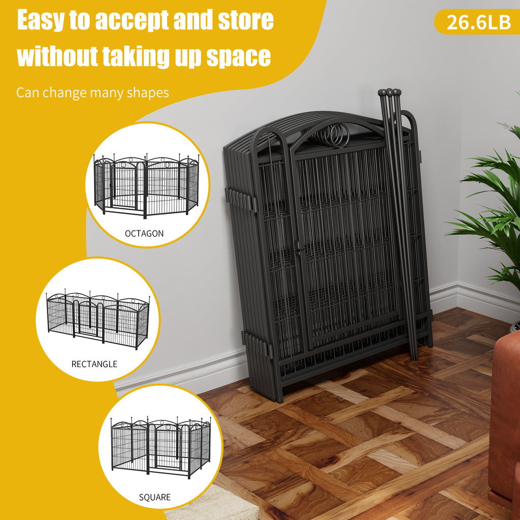Dog Playpen Intérieur 32 pouces 8 panneaux Metal Dog Pen Pet Dog Fence Outdoor Exercise Pen avec