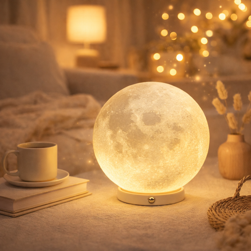 Lampe Lune Imprimée 3D USB Rechargeable Lumière Réaliste Lunaire Lumière de Nuit Pour Chambre D