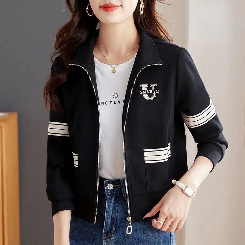 Bouton-Up Zipper Veste Pour Blouse Femme En Style Coréen Chandail à Capuche
