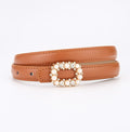 Mode haut de gamme ceinture boucle perle diamant-camel couleur-1 pièce