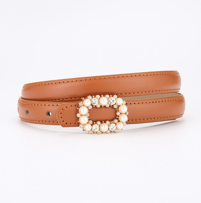 Mode haut de gamme ceinture boucle perle diamant-camel couleur-1 pièce