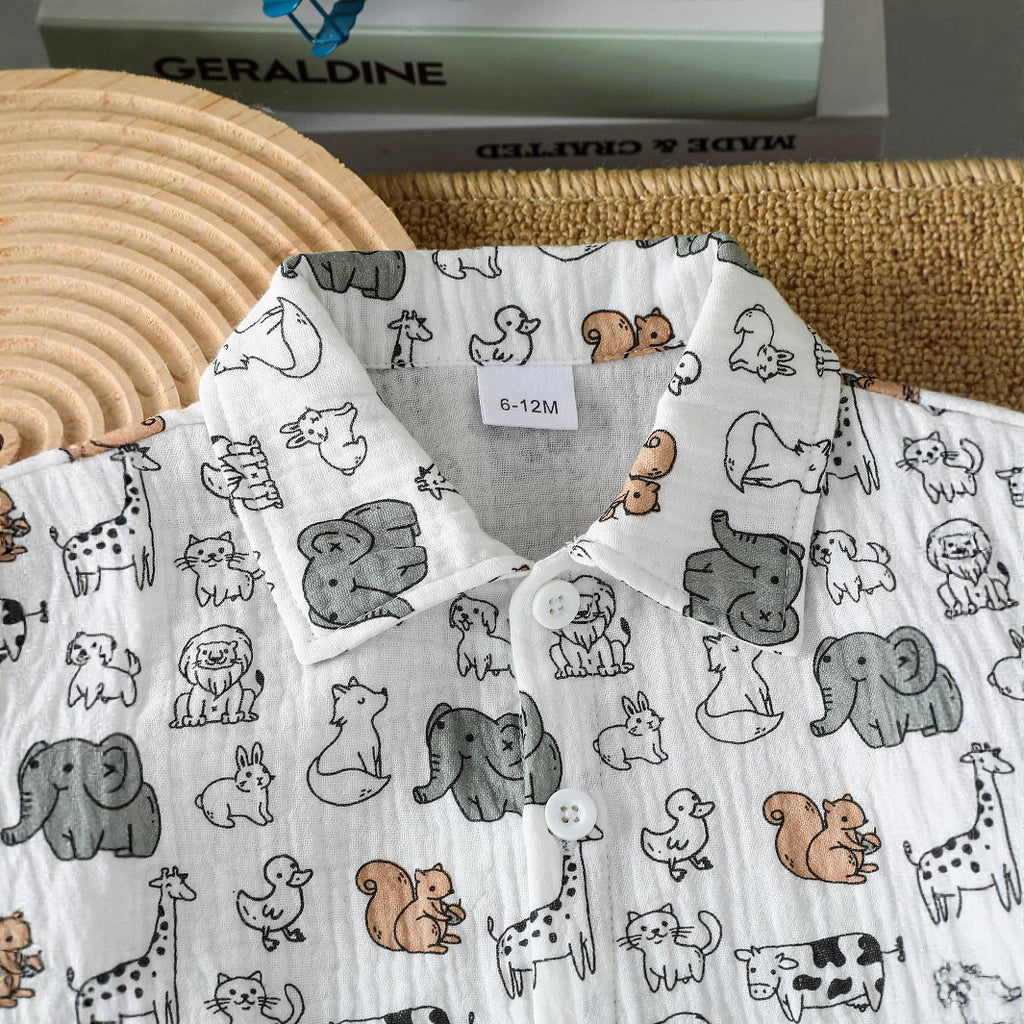Bébé Garçon Dinosaure Cartoon Imprimer Jeu de deux pièces
