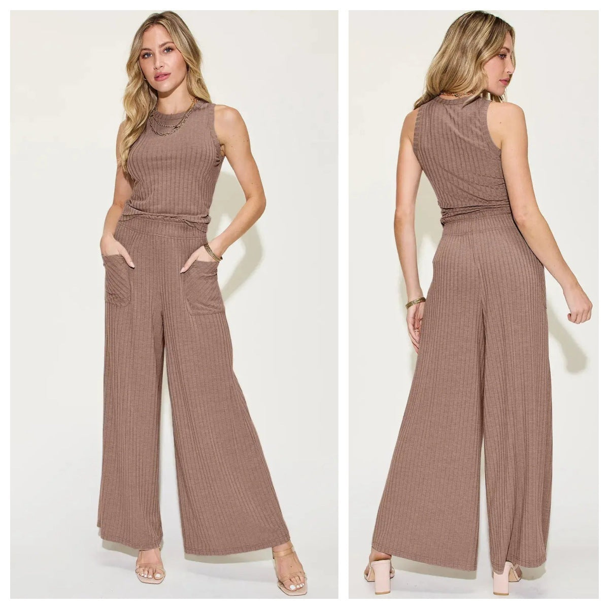 Veste sans manches à la mode et Pantalons à deux pièces en forme de col