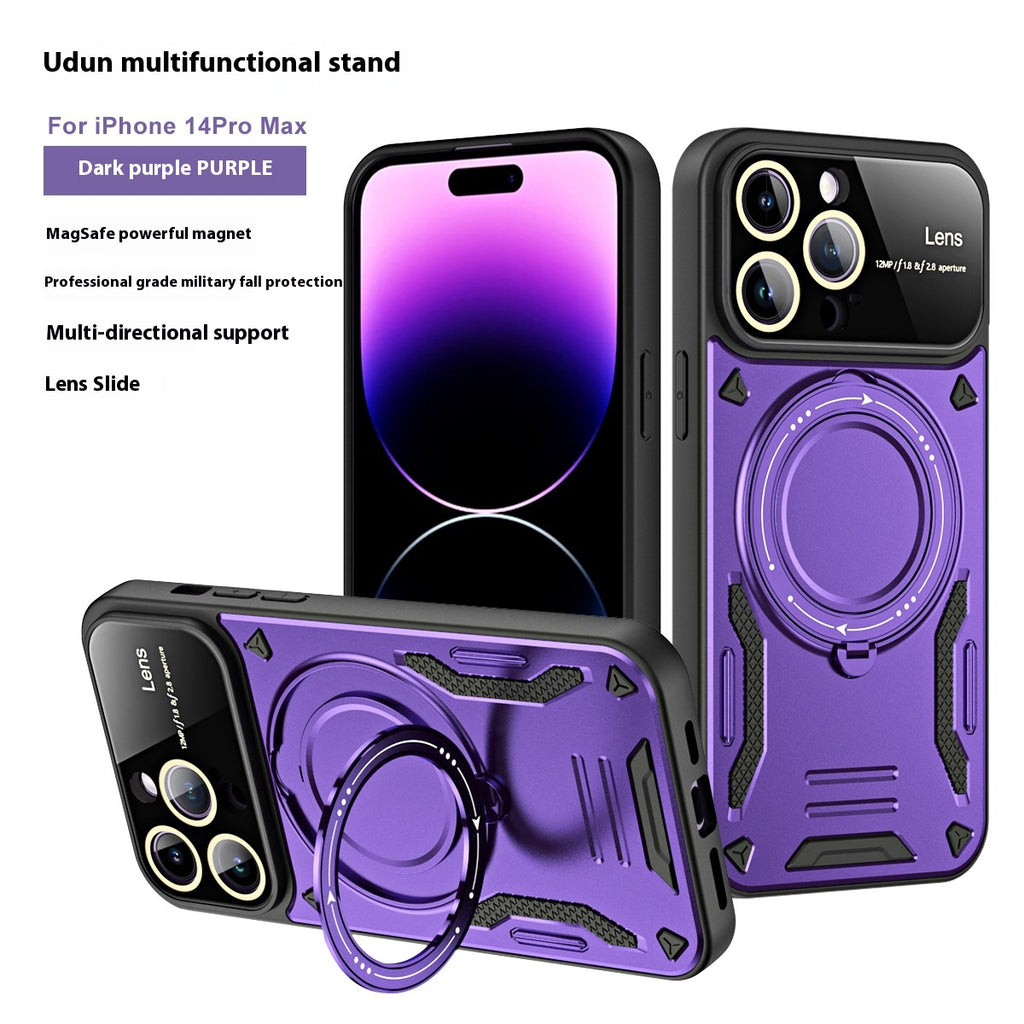 Multifonctionnel Large Fenêtre Magnetic Bracket Phone Case