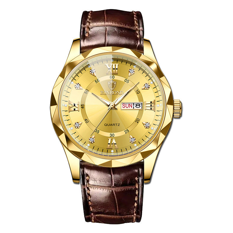 Véritable montre Quartz d'étudiant homme en cuir imperméable à l'eau