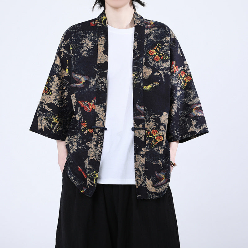 Artistique mode chinois style bouton avant Cardigan veste de protection soleil