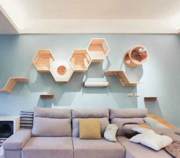 Vue Cat Style de plate-forme en bois massif Monté mural Facile-Installer quatre-saisons en bois Cat Tre