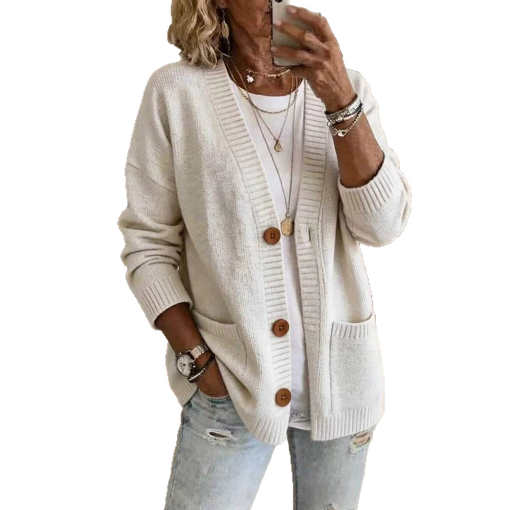 Women's V-Neck Knit Sweater Jacket