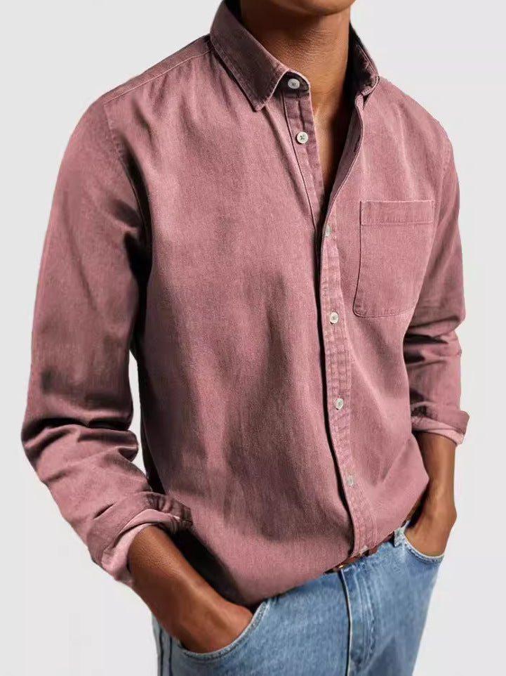 Amazon Commerce extérieur Europe et les États-Unis Lapel homme chemise de couleur solide hommes