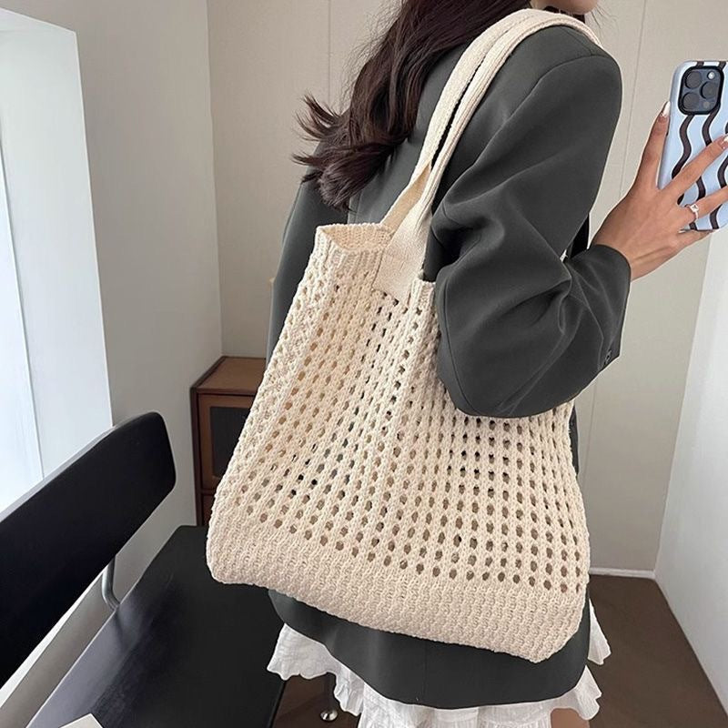 Vintage Woven grand-capacité Hollow-knit sac pour les femmes