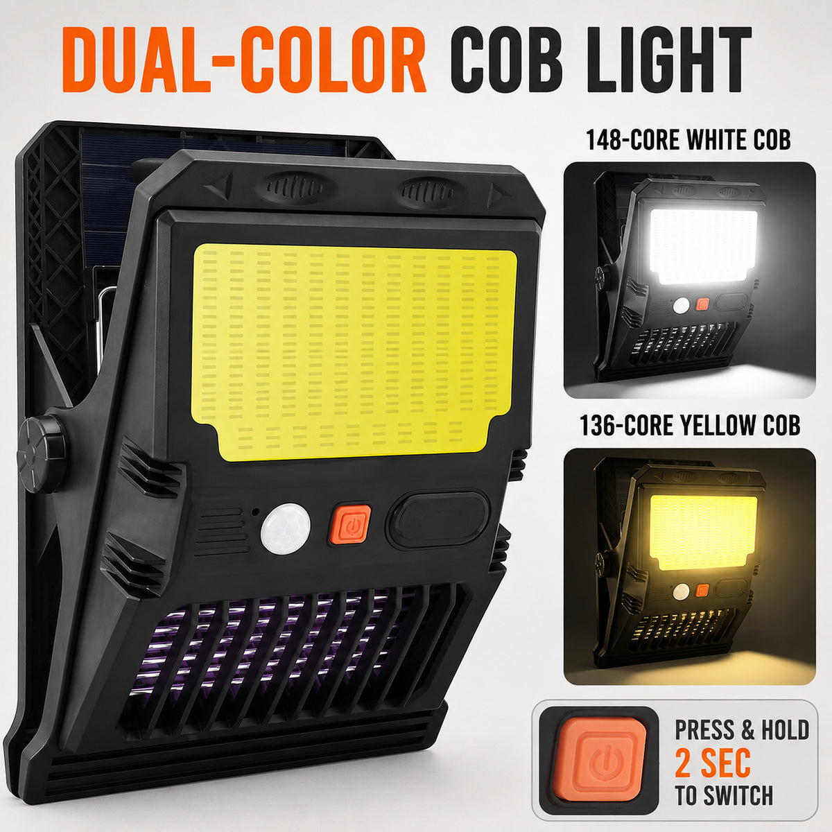 Solar Powered Rechargeable Motion Sensor COB Garden Light W7105 2 For Yard Decoration LED