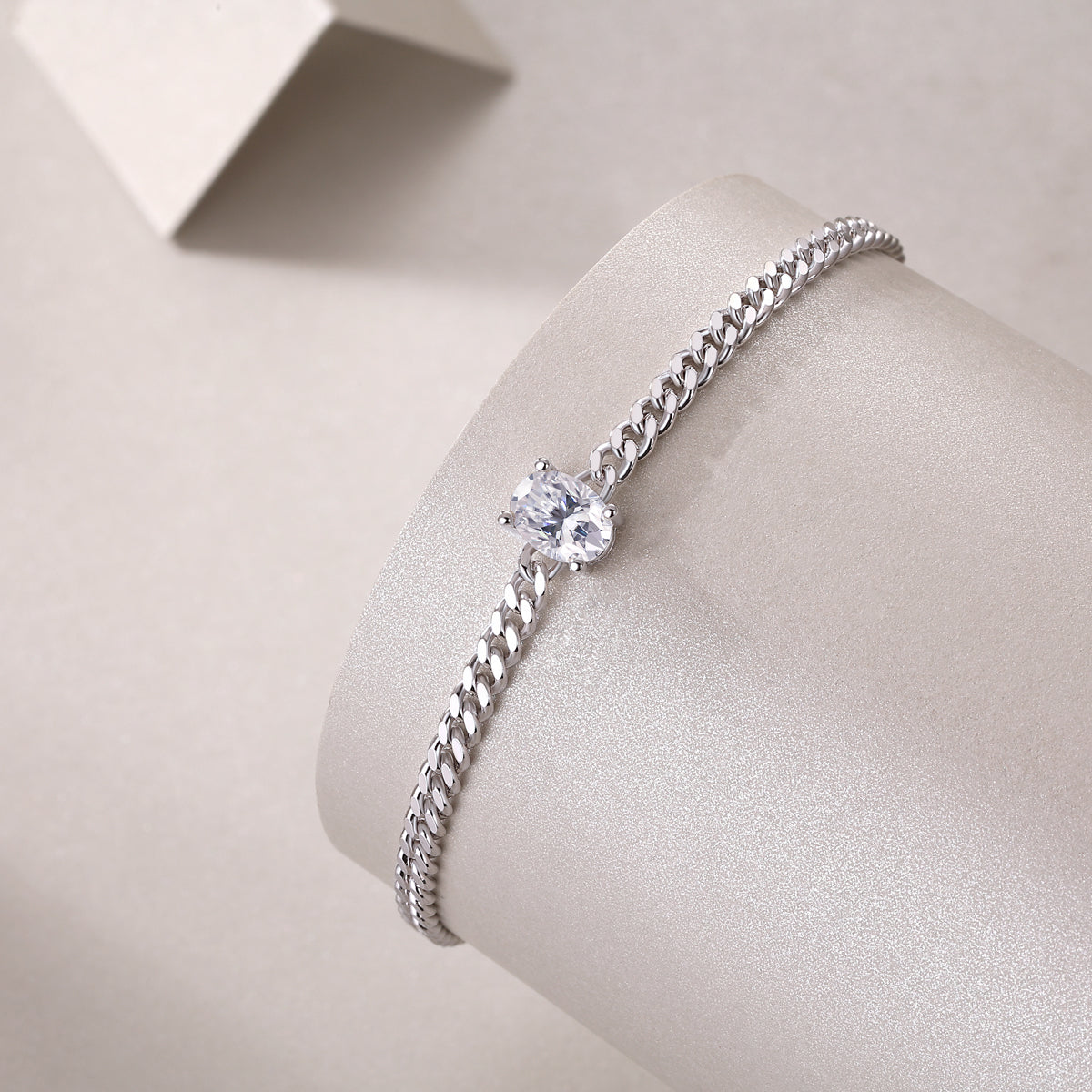S925 Argent 1ct Oval Moissanite Bracelet