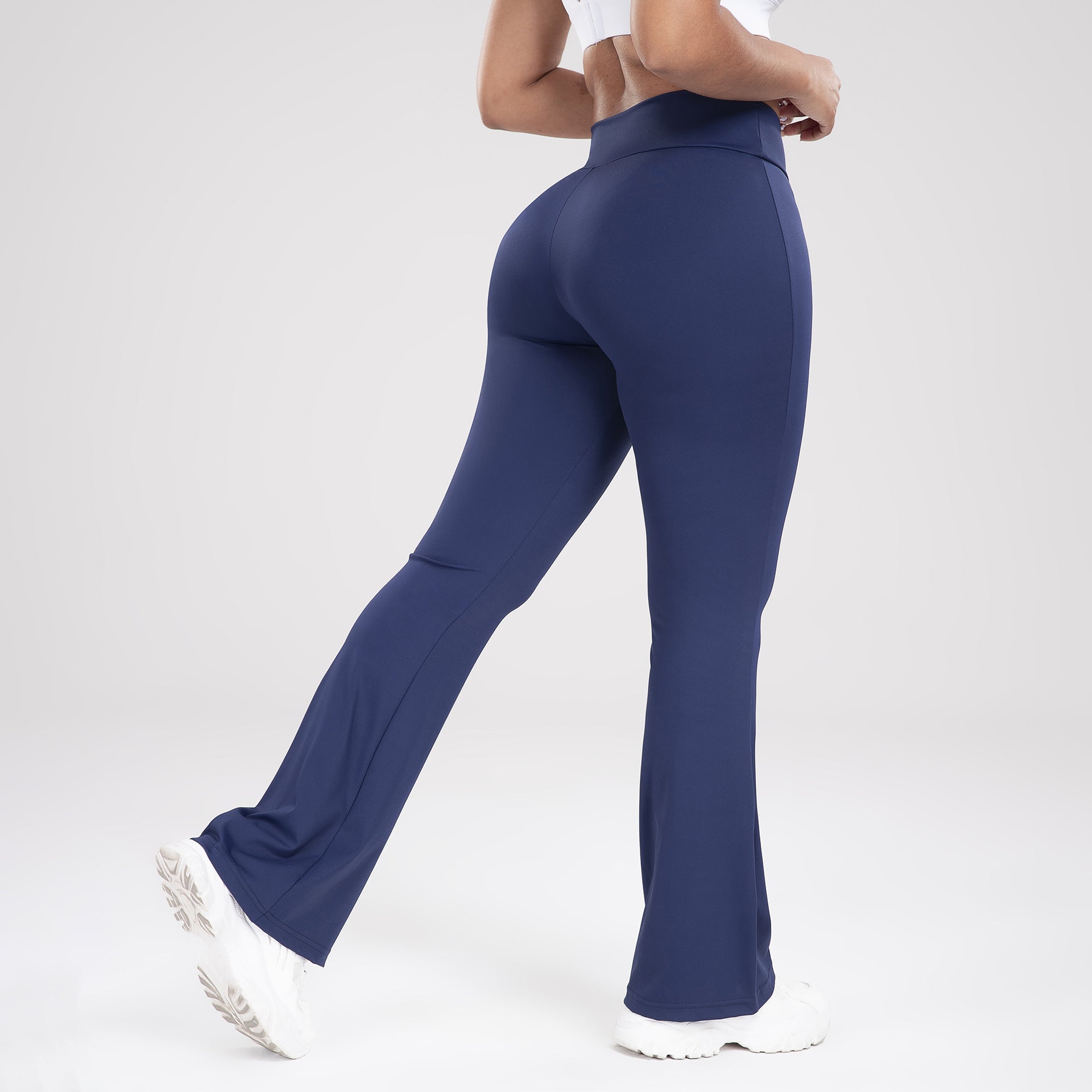 Femmes Crisscross Waist Flared Yoga Pantalons Slim Fit Sports de plein air Casual Bell Bottom Active