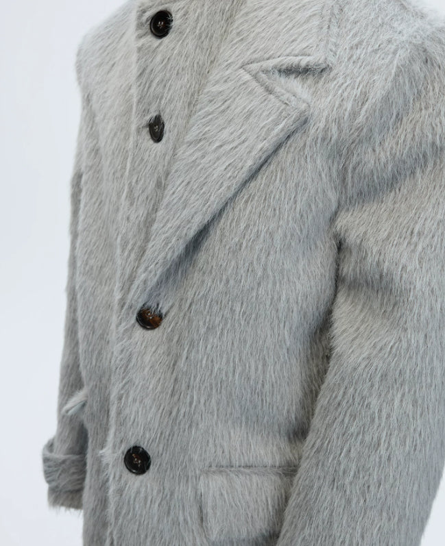 Manteau en laine à poils courts en deux parties Long Alpaca-blend Trench Coat