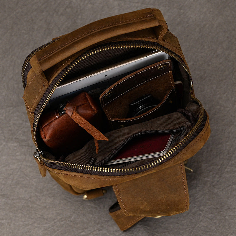 Sac d'épaule en cuir de vache pour homme