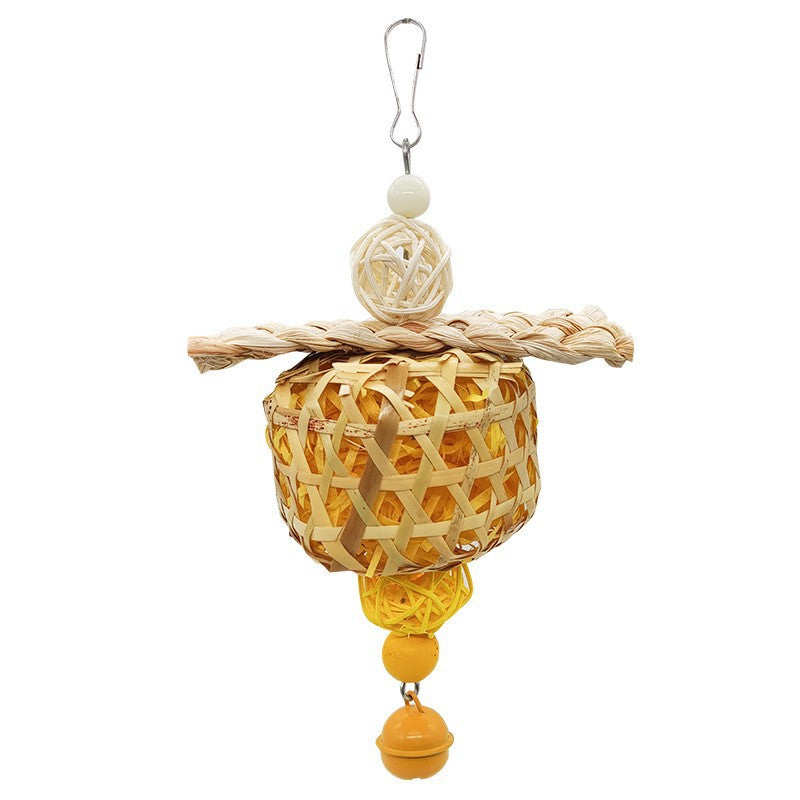 Jouet d'oiseau de perroquet Bamboo Cage Scraps de papier pendentif de maïs