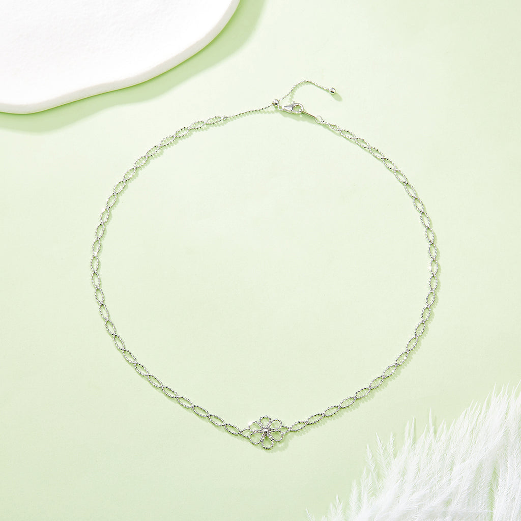 S925 Collier de fleur en argent sterling pour femmes
