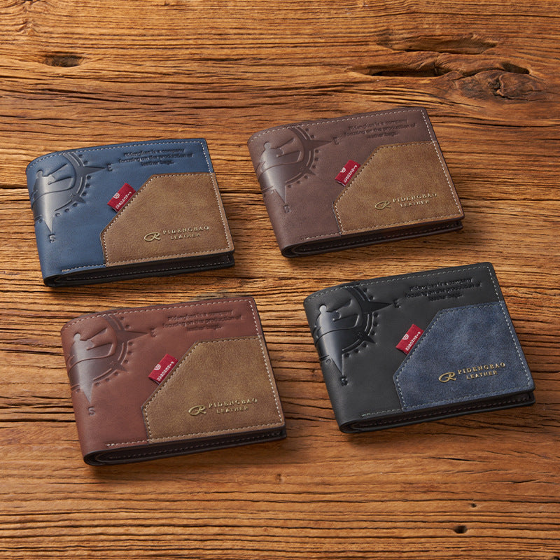 Multi-carte-slot grande capacité Pu pointage hommes rétro portefeuille court