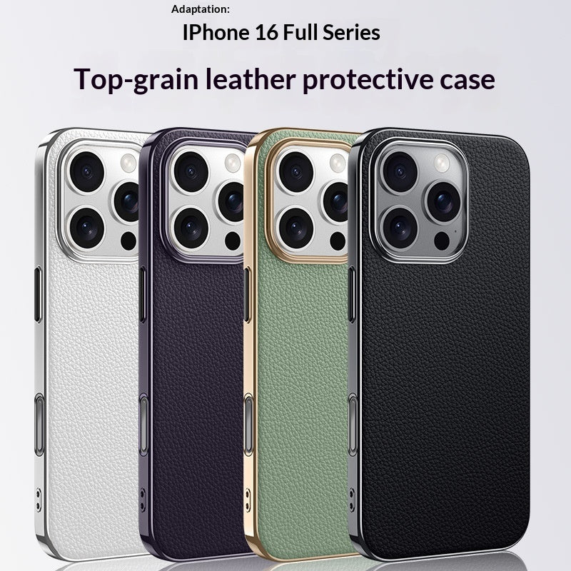 Étui de téléphone en cuir polyvalent et haut de gamme en métal