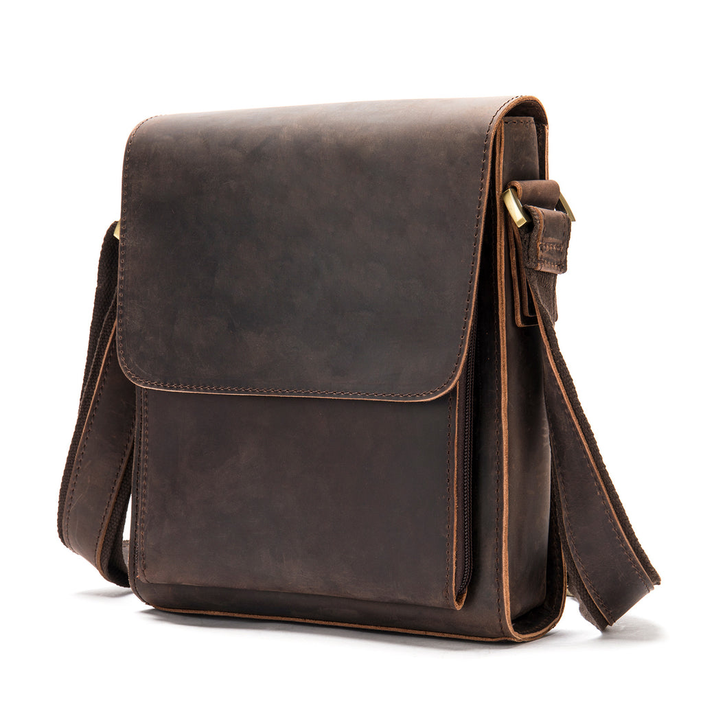 Véritable cuir homme Mode épaule Selle en cuir Crossbody Casual Messenger Bag