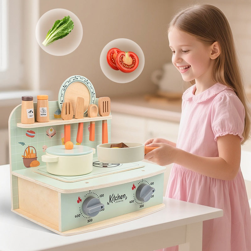 Kids' wooden kitchen with realistic sound effects