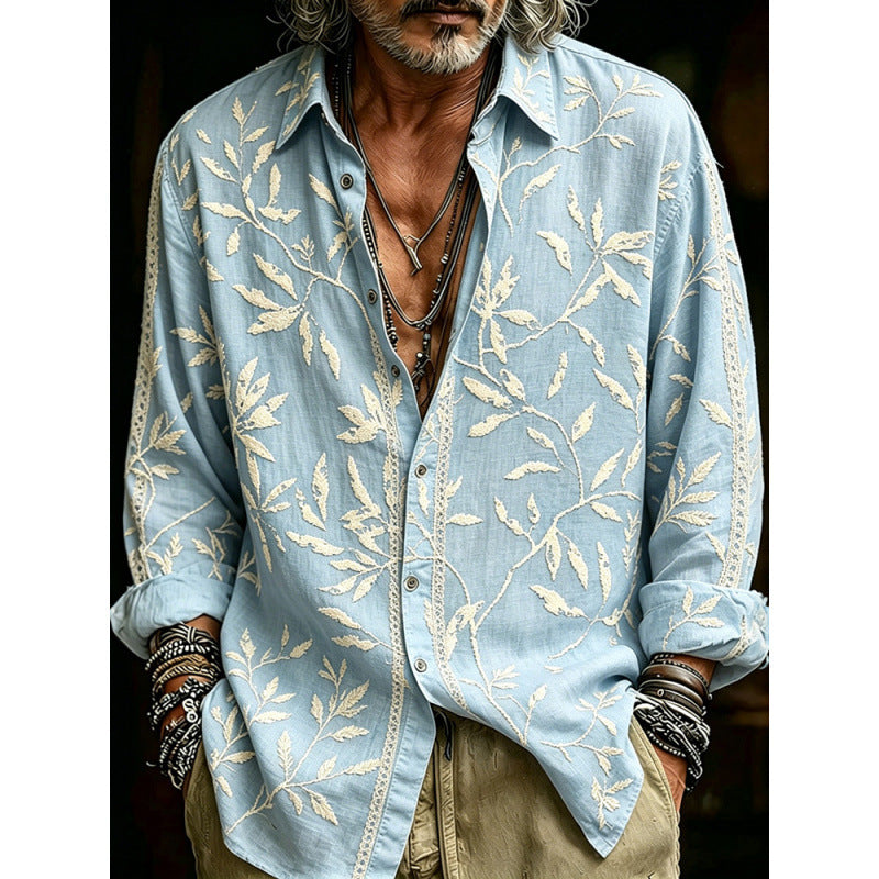 Chemise casual rétro à imprimé numérique pour homme