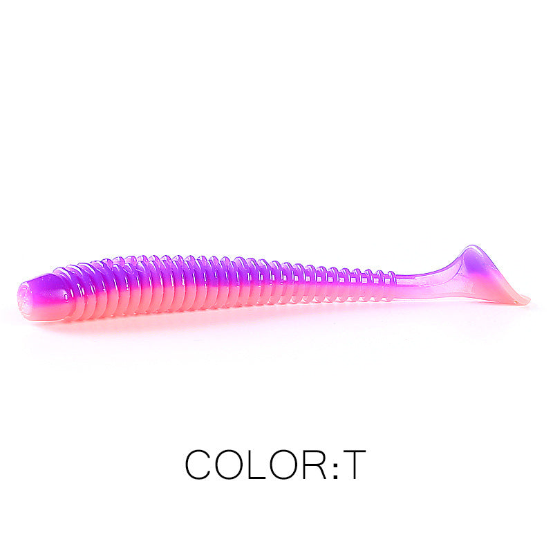 Luya Soft Fish Bait Thread T Tail Double Couleur avec sel