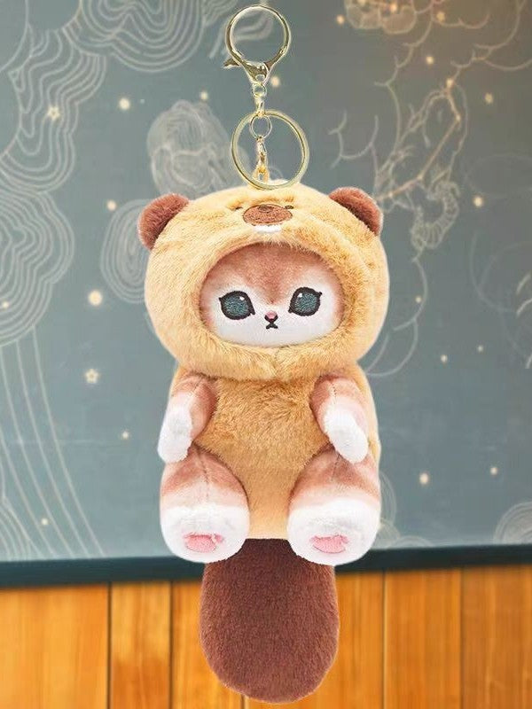 Raccoon Shark Panda Sac en peluche Pendentif Porte-clés mignon