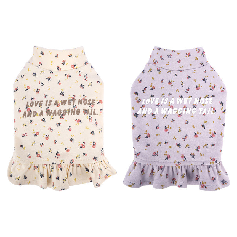 Sous-vêtement de chien Teddy Bichon Épaisseur petit chien porte en intérieur floral porter la jupe