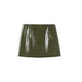 Brevet craqué Faux Cuir Double Breasted Short Blazer & High Waist Mini A-Line Jupe Tw