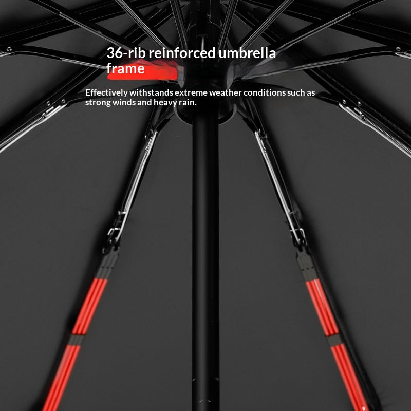 Parapluie automatique à triple pliage à poignée en bois 12rib Highend Business
