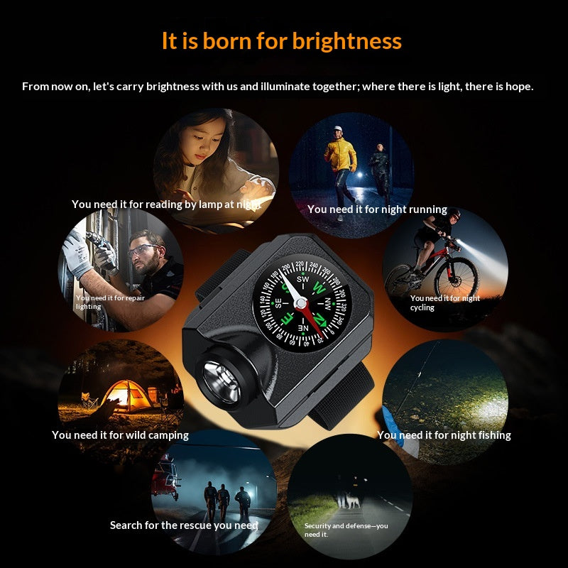 Montre LED Wristlight pour la nuit à vélo et la navigation avec un compas
