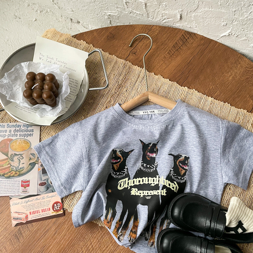 T-shirt tendance pour garçons Doberman Pinscher Casual