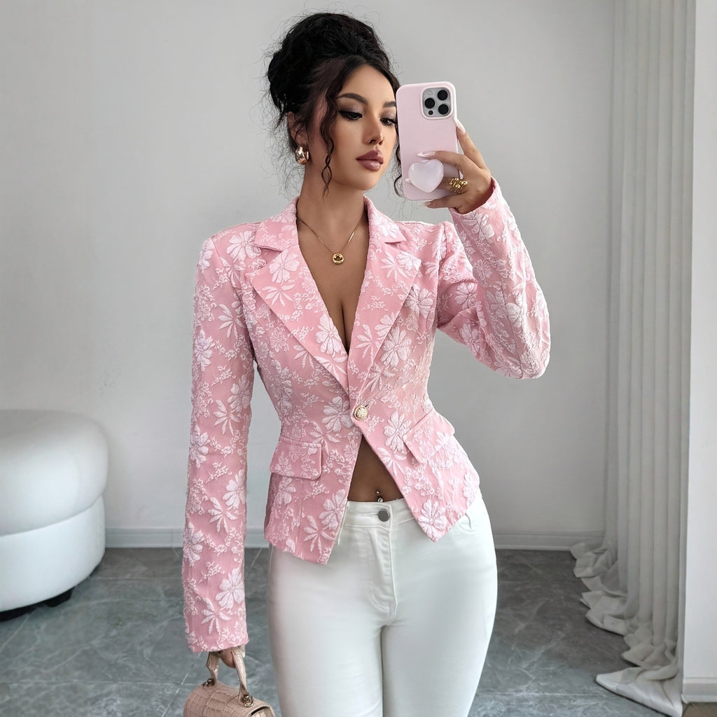 Brodé Fashionable Casual Patchwork Lapel Blazer uni-brassé