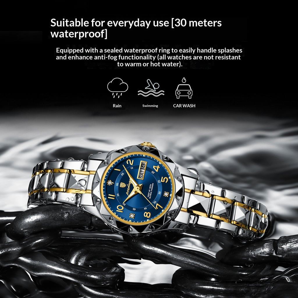 Montre à quartz féminine à double date étanche
