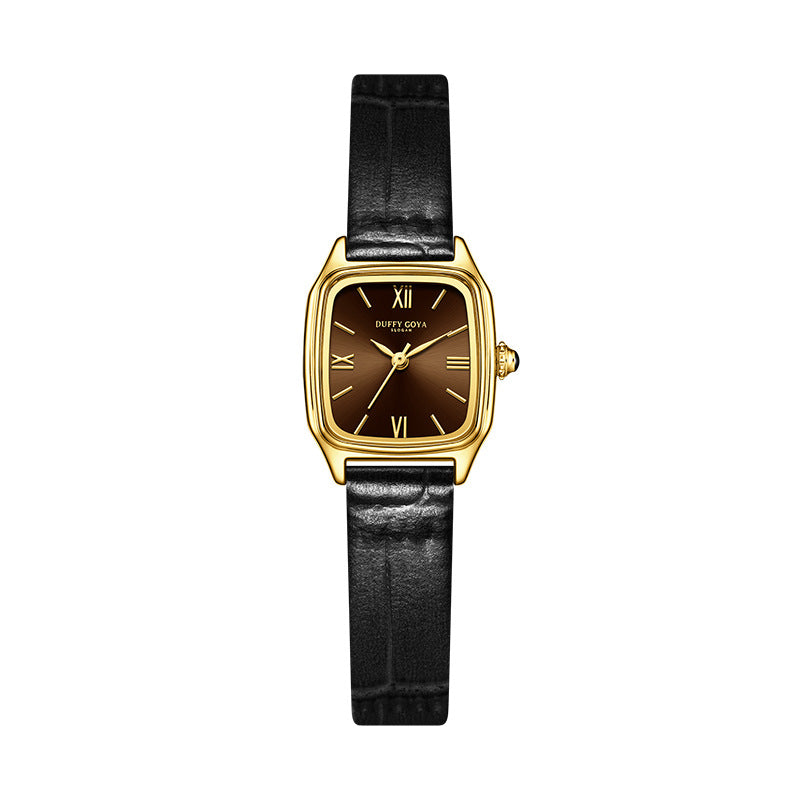 Montre en cuir véritable femmes Retro carré cadran étanche Et subtilement luxueux