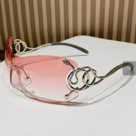 Lunettes de soleil en forme de cobra Sporty Rimless Coupe latérale