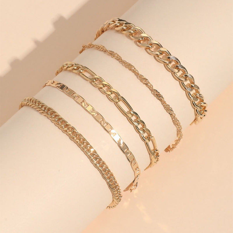 Simple chaîne métallique gracieuse Retro Creative Snake Chain set cinq pièces