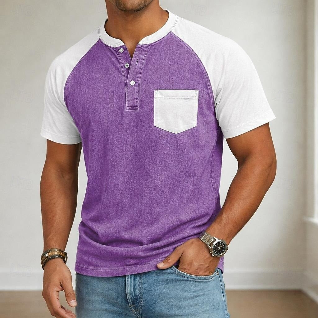 Men's polo shirt with a classic Henley collar