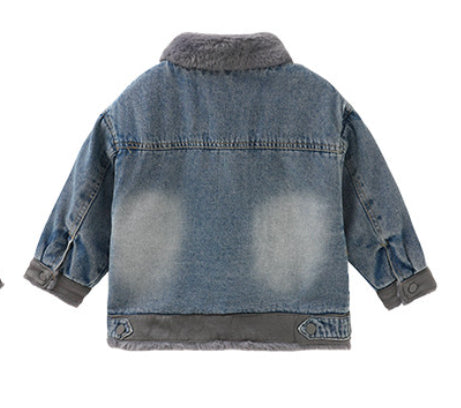 Veste en denim épais doublée de polaire d'hiver pour garçons