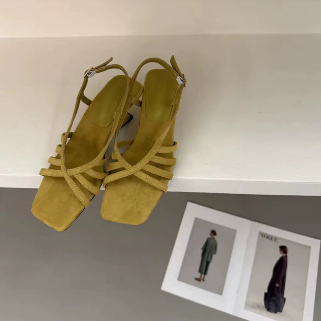 Style vacances d'été Woven Wedge Peep Toe Sandales
