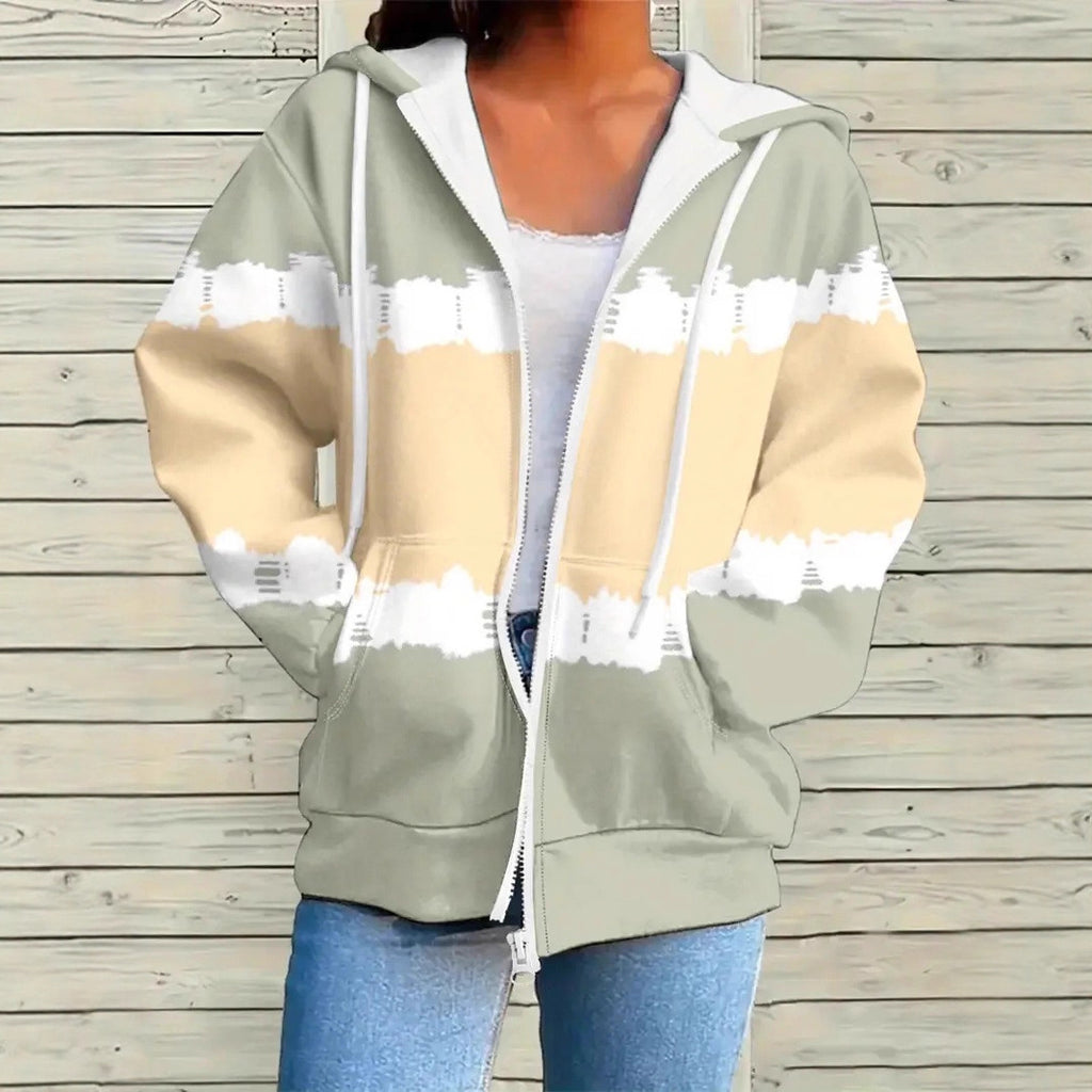 Sweatshirt imprimé numérique 3D européen et américain Cardigan Veste Automne Femme