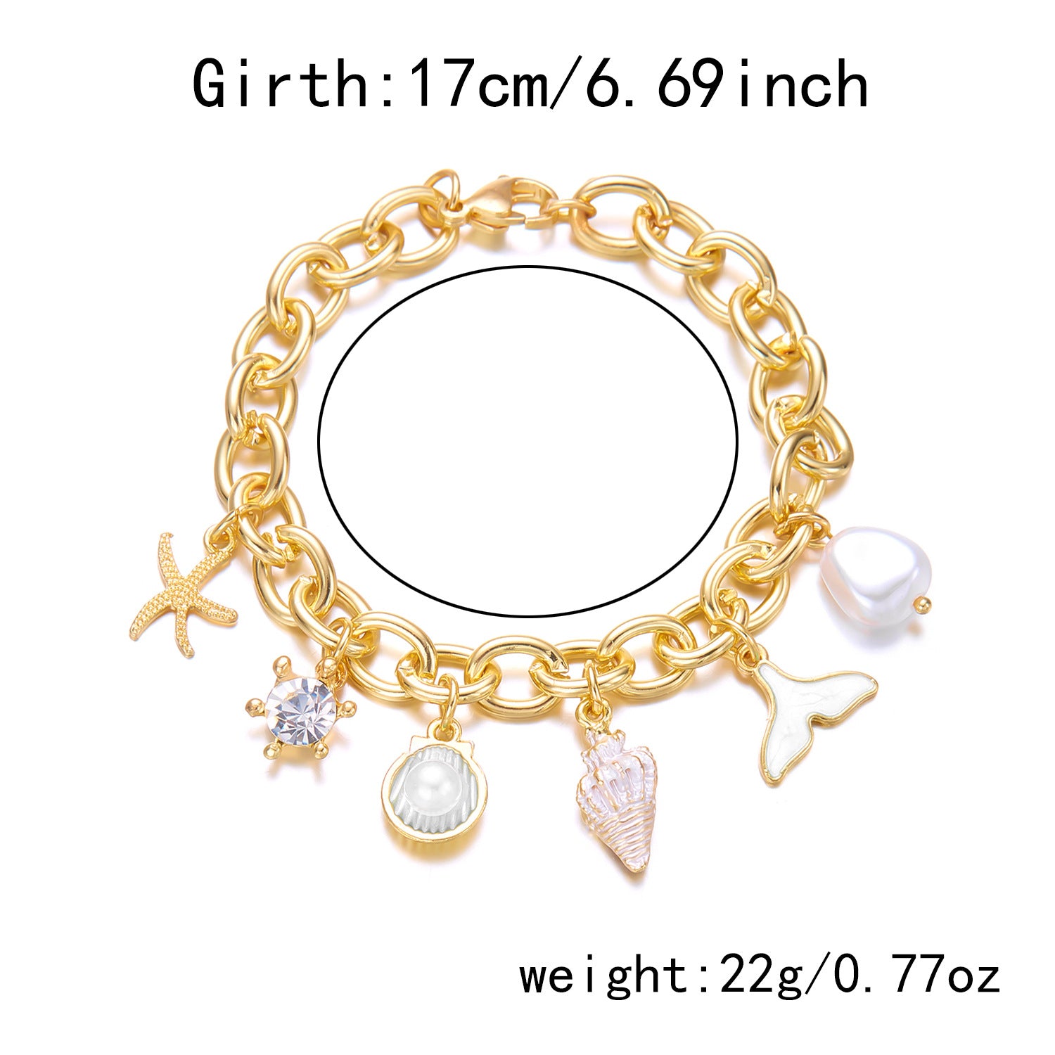 Fashion Femme Starfish Pearl Shell Fishtail Multi-pendent Collier Bracelet