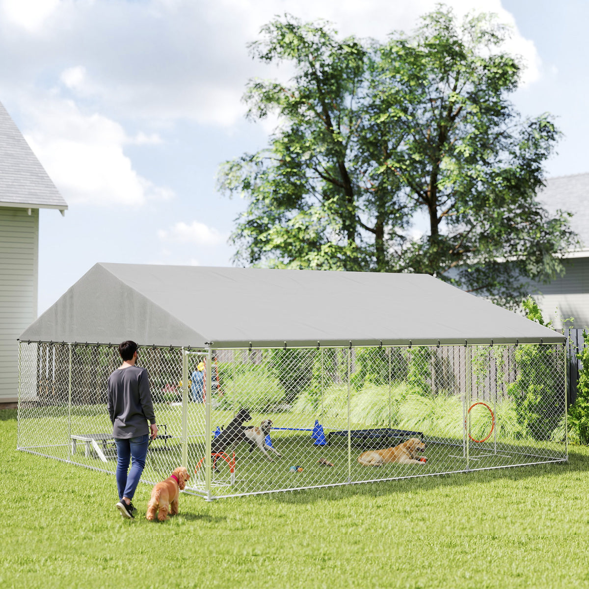 Kennel de chien extérieur robuste avec toit imperméable