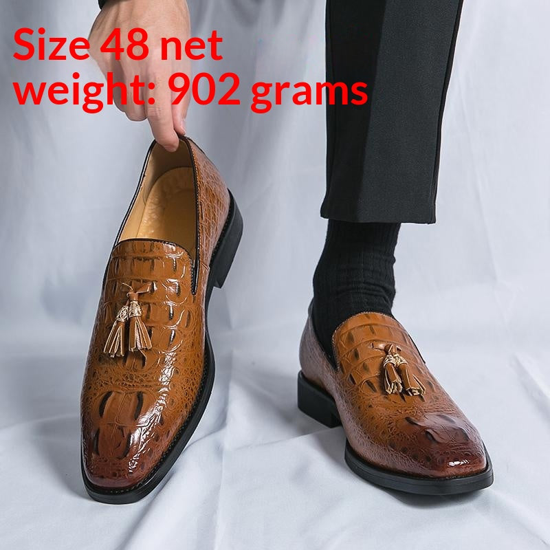 Hommes modèle coréen Crocodile-pattern Embossed Tassel Chaussures en cuir