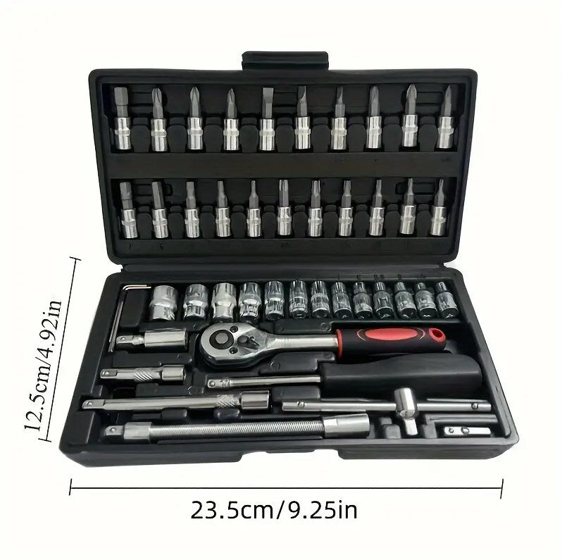 46Pcs métrique Socket 1 4 HSS Drive Ratchet Bit Set clé Torx Hex Tool Kit Case