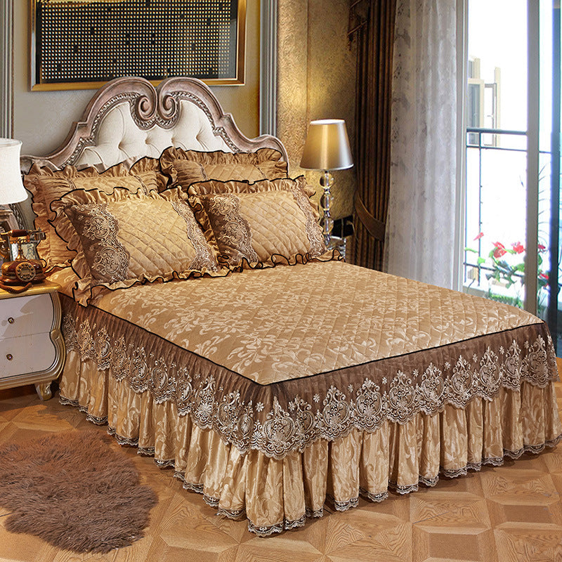 Style coréen Velvet Lit matelassé Jupe Solid Color Style européen